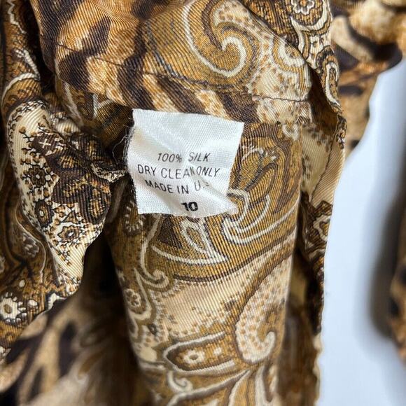 St John Brown Black 100% Silk Cheetah Leopard Blouse Size 10 Women's - Picture 6 of 11